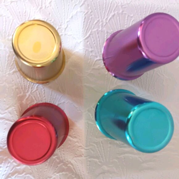 Vintage Jewel Tone Aluminum Cups 4 In the Set Mid-century 5 inches Tall - Picture 8 of 10